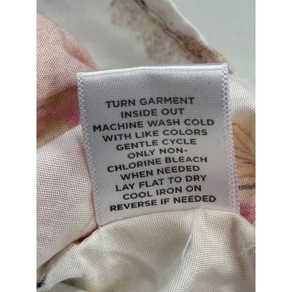 Fairhope Floral Ruffle Sleeve Top Pintuck Detail White Pink Yellow M - Picture 11 of 11